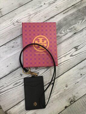 Tory Burch lanyard cardholder keychain black
